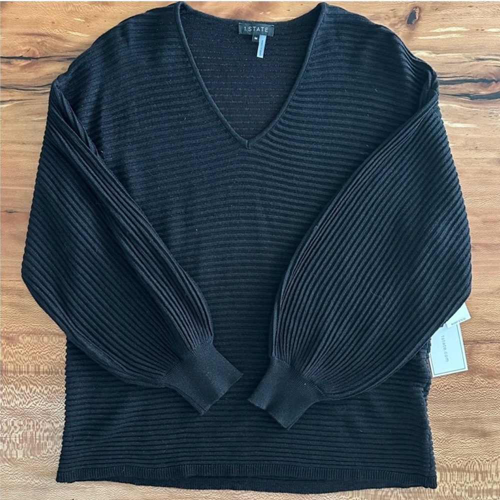1. State Black Sweater Long Sleeve V-neck
Balloon Sleeves Size M